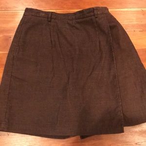 Lands End Brown Corduroy Wrap Skort